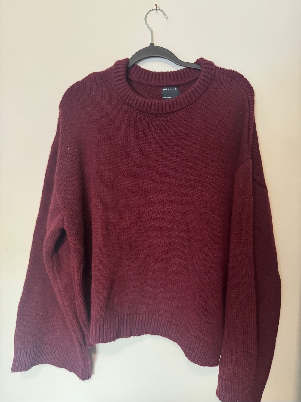 ASOS Burgundy Drop Shoulder Crewneck Sweater